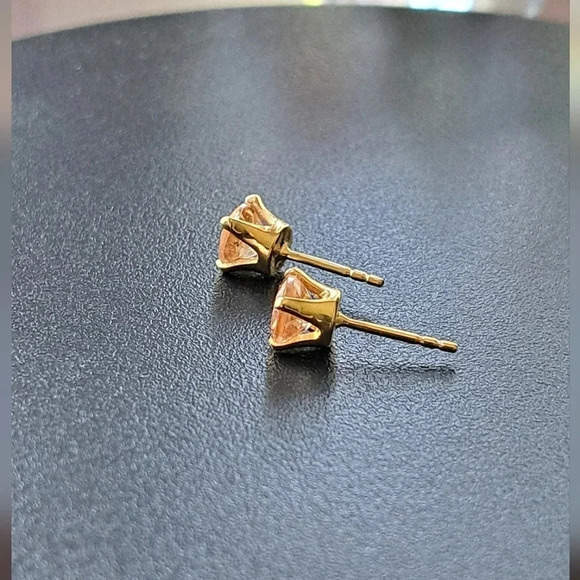 Imperial Garnet Solitaire Stud Earrings 14kt YG Vermeil - Picture 7 of 8